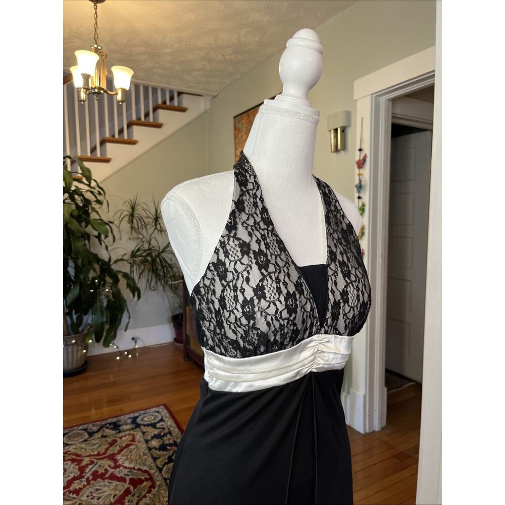 Vintage Taboo S M Y2k Halter Dress Lace Whimsygoth Sheer Babydoll Maxi Prom Hoco - Picture 4 of 15